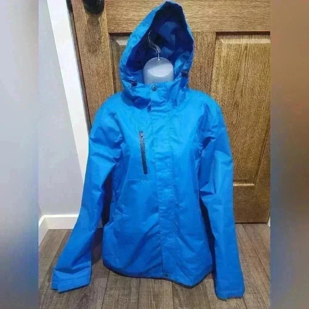 Port Authority Jacket Womens M Blue Full Zip Long Sleeve Pockets & Hood